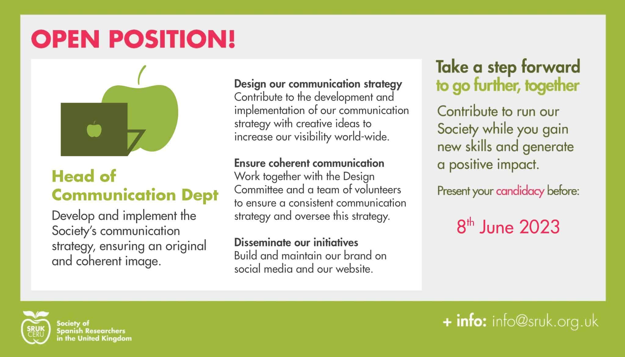 Open Role Head of the Communications and Online Department SRUK/CERU